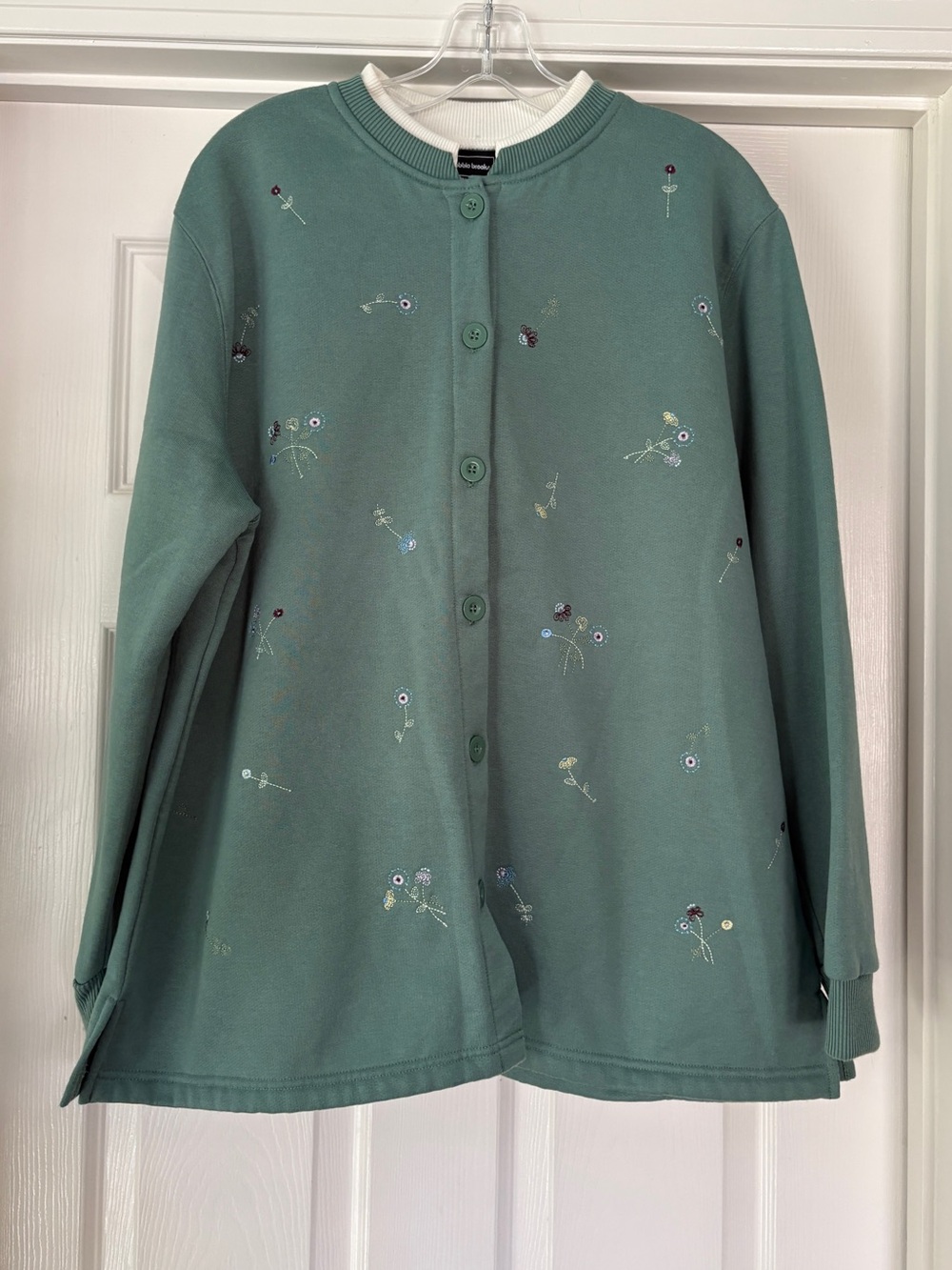 Vtg Bobbie Brooks embroidered cardigan sweatshirt, XL